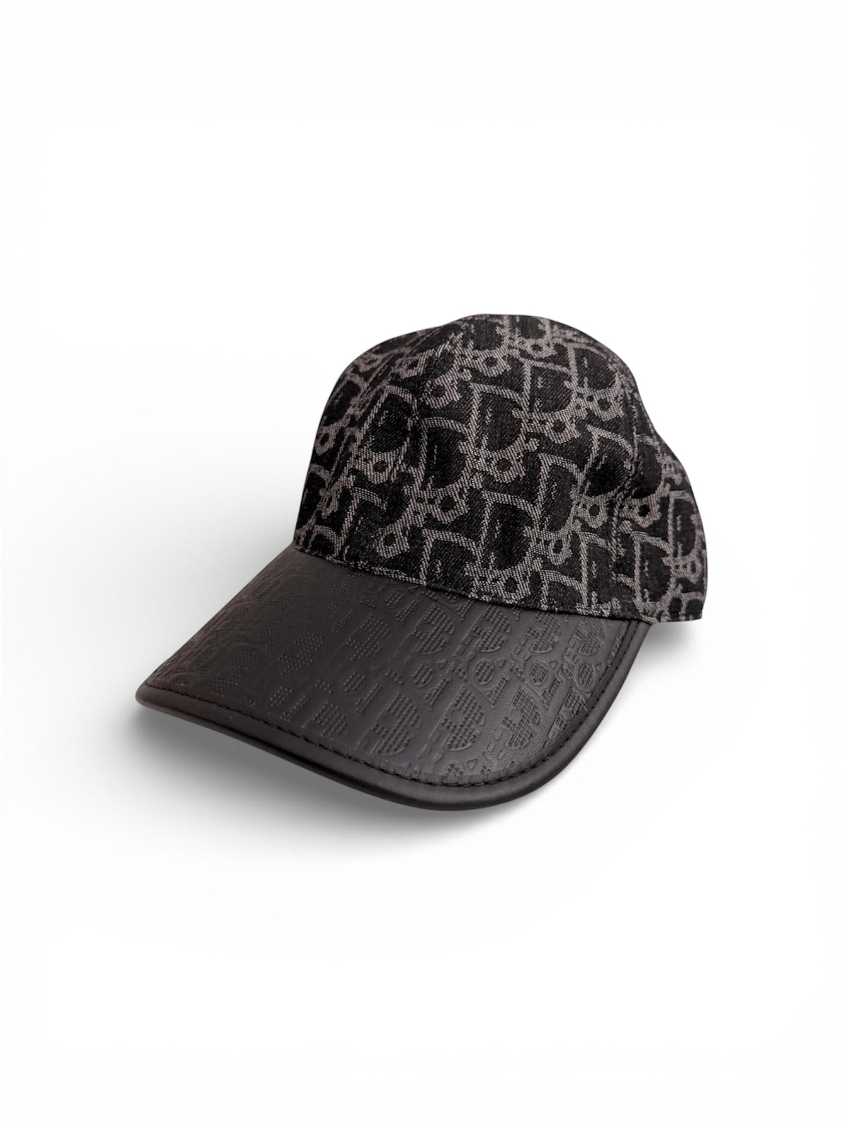 DIOR OBLIQUE LEATHERETTE MONOGRAM HAT - BLACK